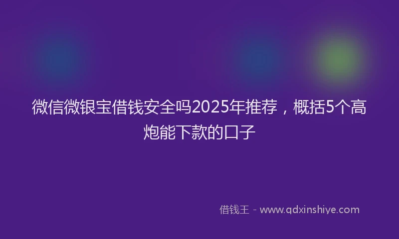 微信微银宝借钱安全吗2025年推荐，概括5个高炮能下款的口子