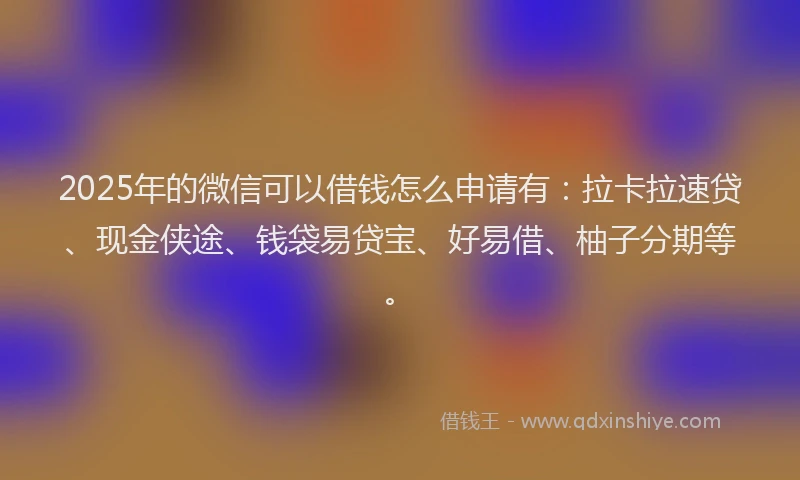 2025年的微信可以借钱怎么申请有：拉卡拉速贷、现金侠途、钱袋易贷宝、好易借、柚子分期等。