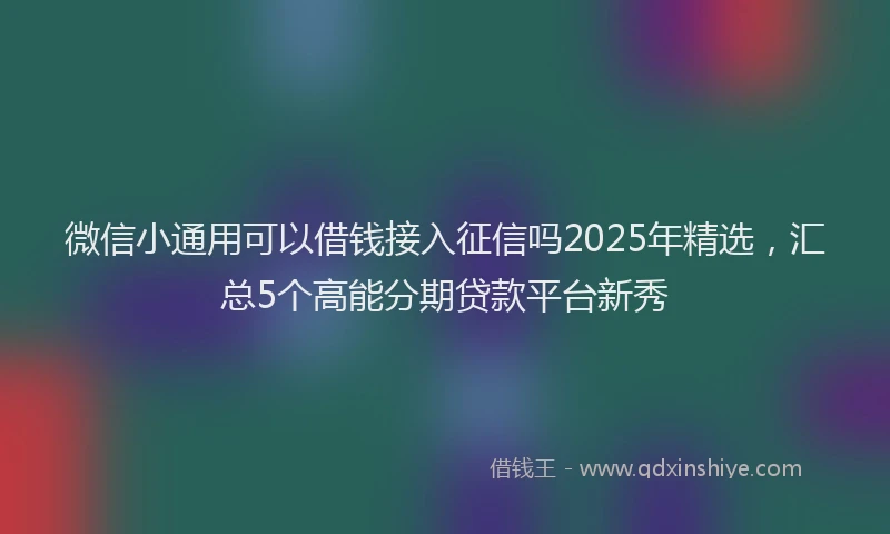 微信小通用可以借钱接入征信吗2025年精选，汇总5个高能分期贷款平台新秀