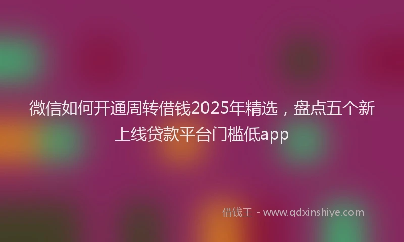 微信如何开通周转借钱2025年精选，盘点五个新上线贷款平台门槛低app