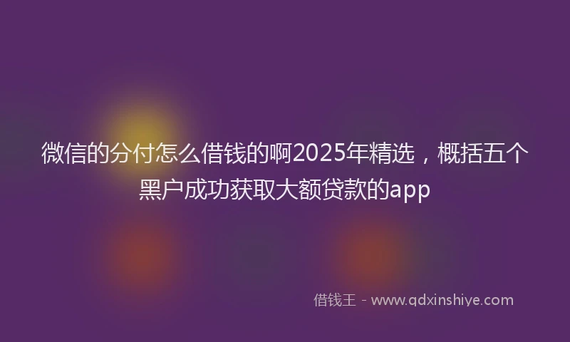微信的分付怎么借钱的啊2025年精选，概括五个黑户成功获取大额贷款的app