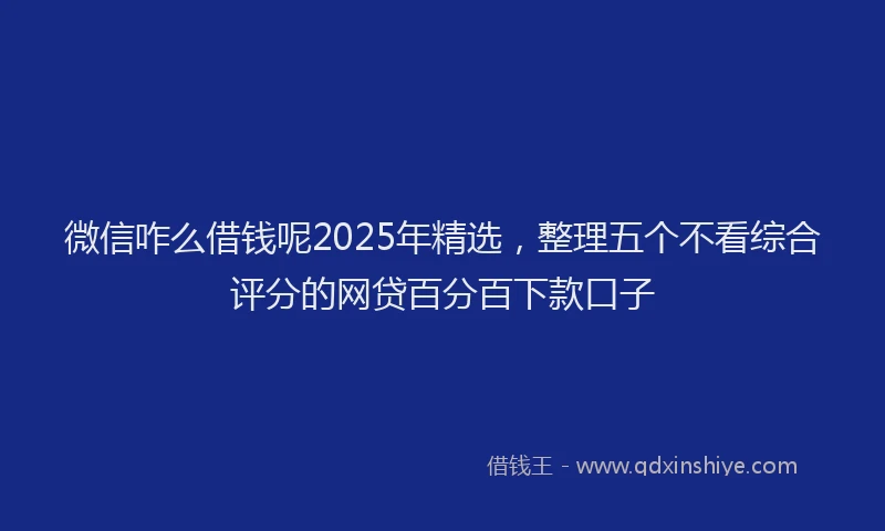 微信咋么借钱呢2025年精选，整理五个不看综合评分的网贷百分百下款口子