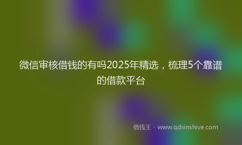 微信审核借钱的有吗2025年精选，梳理5个靠谱的借款平台