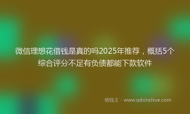 微信理想花借钱是真的吗2025年推荐，概括5个综合评分不足有负债都能下款软件