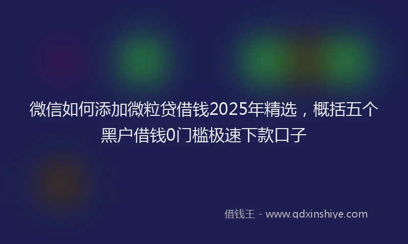 微信如何添加微粒贷借钱2025年精选，概括五个黑户借钱0门槛极速下款口子