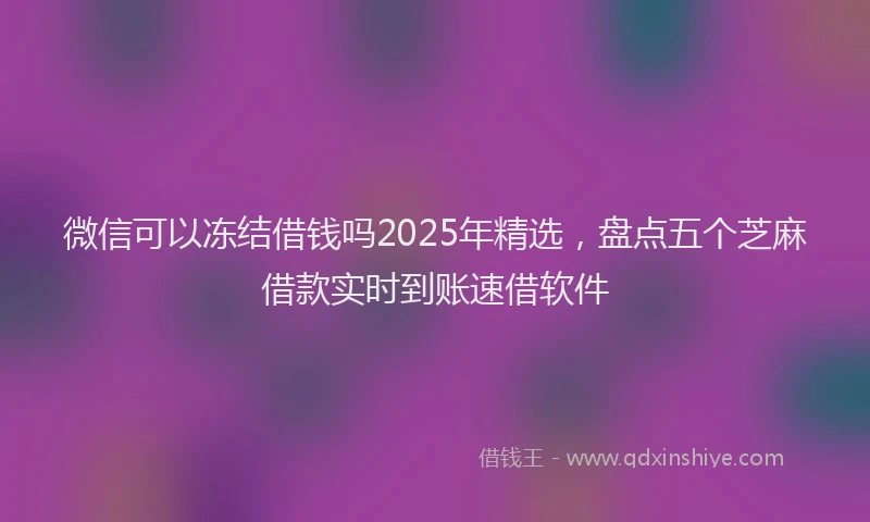 微信可以冻结借钱吗2025年精选，盘点五个芝麻借款实时到账速借软件