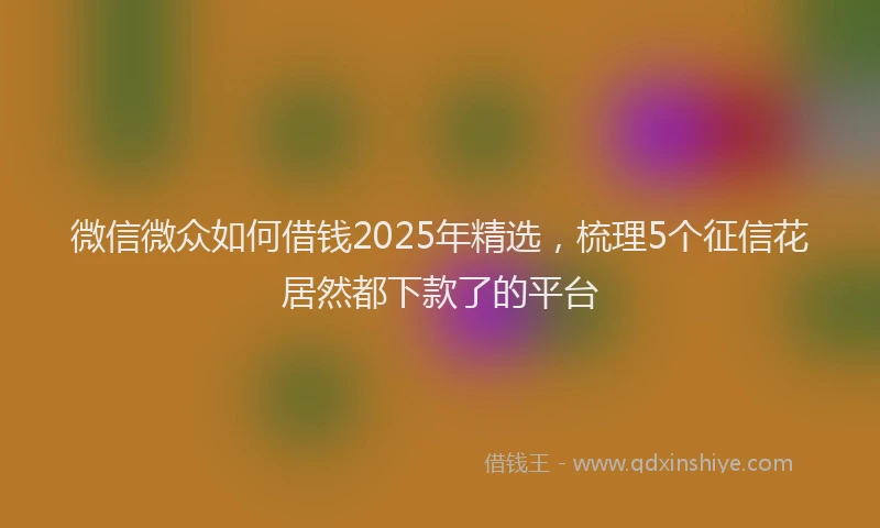 微信微众如何借钱2025年精选，梳理5个征信花居然都下款了的平台