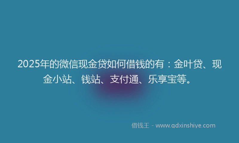 2025年的微信现金贷如何借钱的有：金叶贷、现金小站、钱站、支付通、乐享宝等。