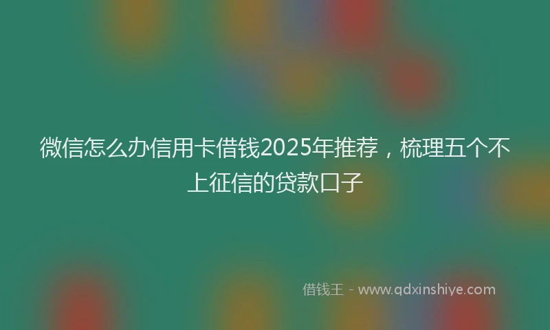 微信怎么办信用卡借钱2025年推荐，梳理五个不上征信的贷款口子