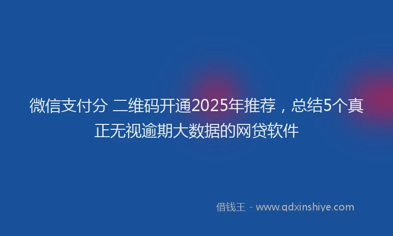 微信支付分 二维码开通2025年推荐，总结5个真正无视逾期大数据的网贷软件