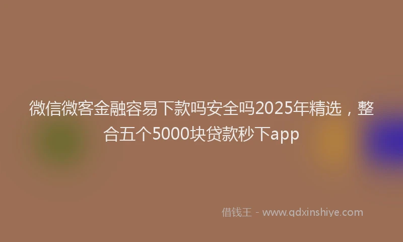 微信微客金融容易下款吗安全吗2025年精选，整合五个5000块贷款秒下app