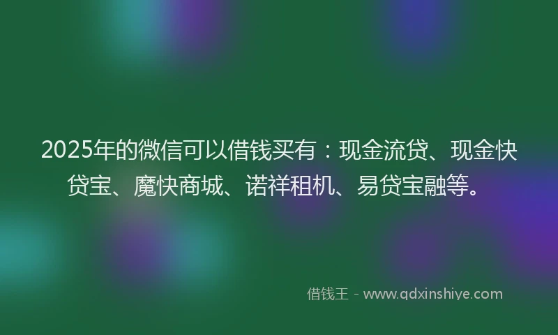 2025年的微信可以借钱买有：现金流贷、现金快贷宝、魔快商城、诺祥租机、易贷宝融等。