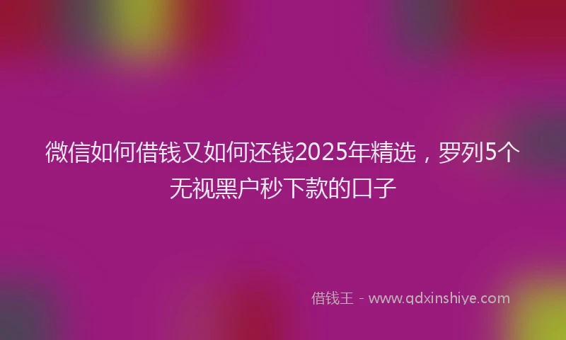微信如何借钱又如何还钱2025年精选，罗列5个无视黑户秒下款的口子