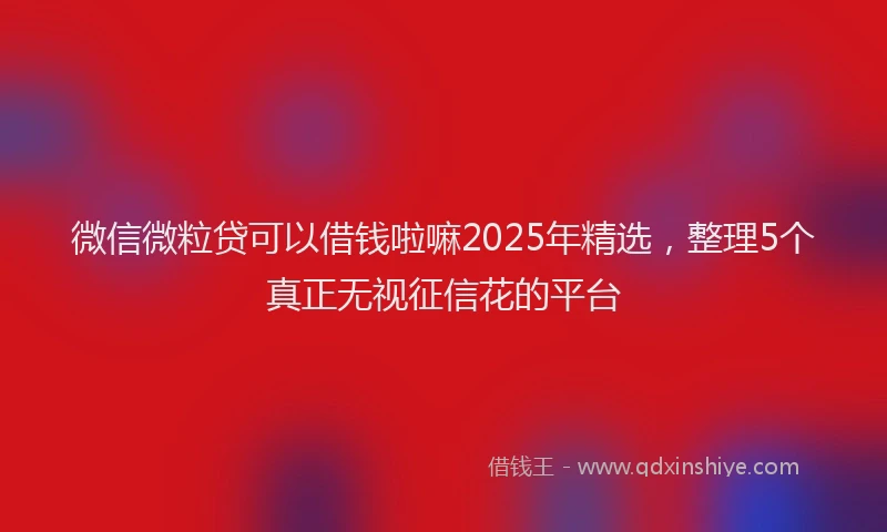 微信微粒贷可以借钱啦嘛2025年精选，整理5个真正无视征信花的平台