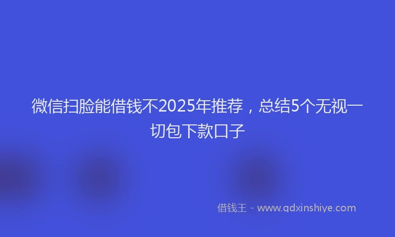 微信扫脸能借钱不2025年推荐，总结5个无视一切包下款口子