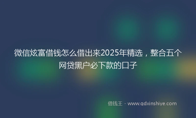 微信炫富借钱怎么借出来2025年精选，整合五个网贷黑户必下款的口子