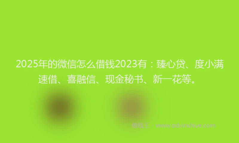 2025年的微信怎么借钱2023有：臻心贷、度小满速借、喜融信、现金秘书、新一花等。