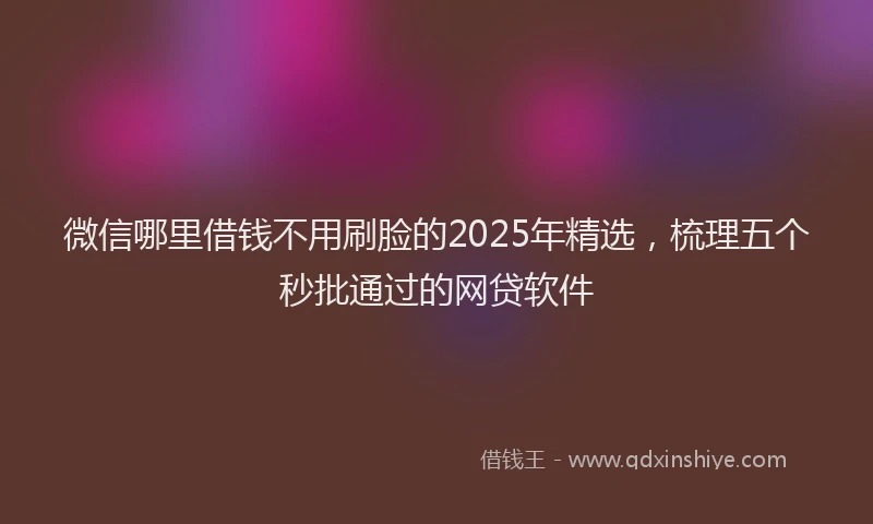 微信哪里借钱不用刷脸的2025年精选，梳理五个秒批通过的网贷软件