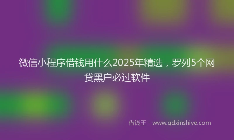 微信小程序借钱用什么2025年精选，罗列5个网贷黑户必过软件
