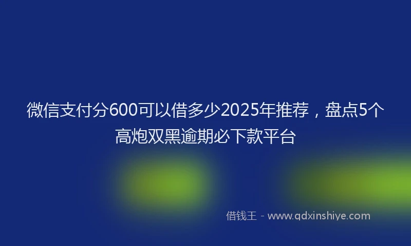 微信支付分600可以借多少2025年推荐，盘点5个高炮双黑逾期必下款平台