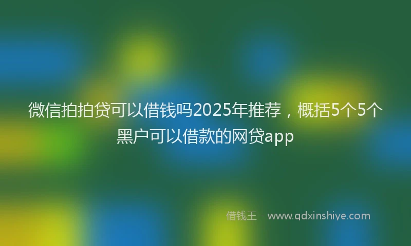 微信拍拍贷可以借钱吗2025年推荐，概括5个5个黑户可以借款的网贷app