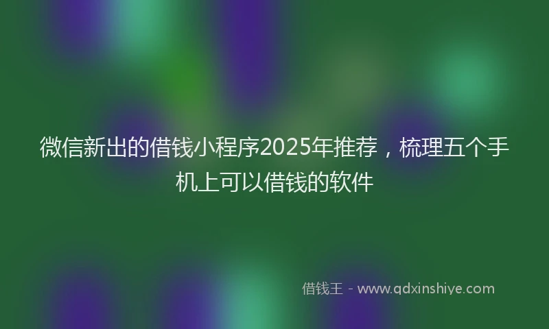 微信新出的借钱小程序2025年推荐，梳理五个手机上可以借钱的软件