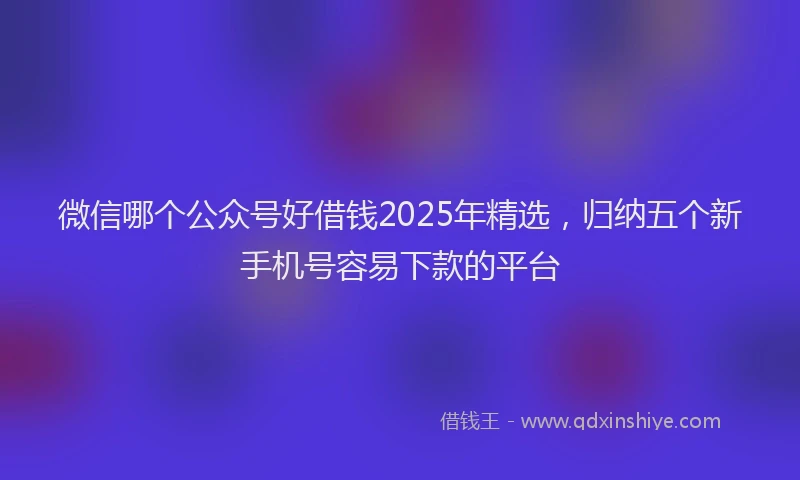 微信哪个公众号好借钱2025年精选，归纳五个新手机号容易下款的平台