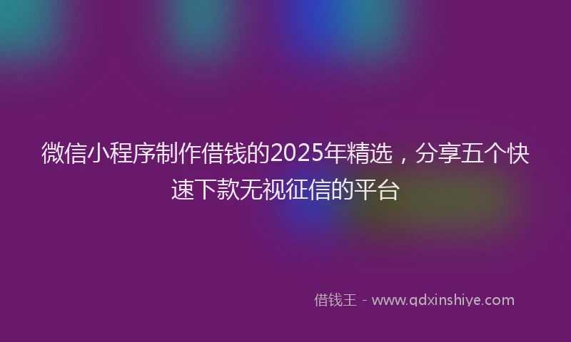 微信小程序制作借钱的2025年精选，分享五个快速下款无视征信的平台
