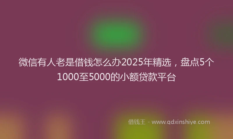 微信有人老是借钱怎么办2025年精选，盘点5个1000至5000的小额贷款平台