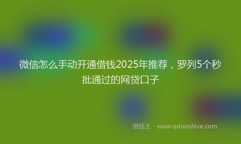 微信怎么手动开通借钱2025年推荐，罗列5个秒批通过的网贷口子