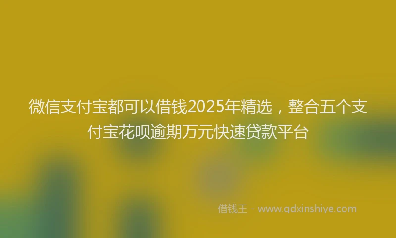 微信支付宝都可以借钱2025年精选，整合五个支付宝花呗逾期万元快速贷款平台
