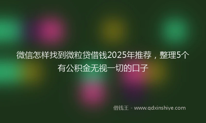 微信怎样找到微粒贷借钱2025年推荐，整理5个有公积金无视一切的口子