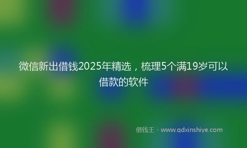 微信新出借钱2025年精选，梳理5个满19岁可以借款的软件