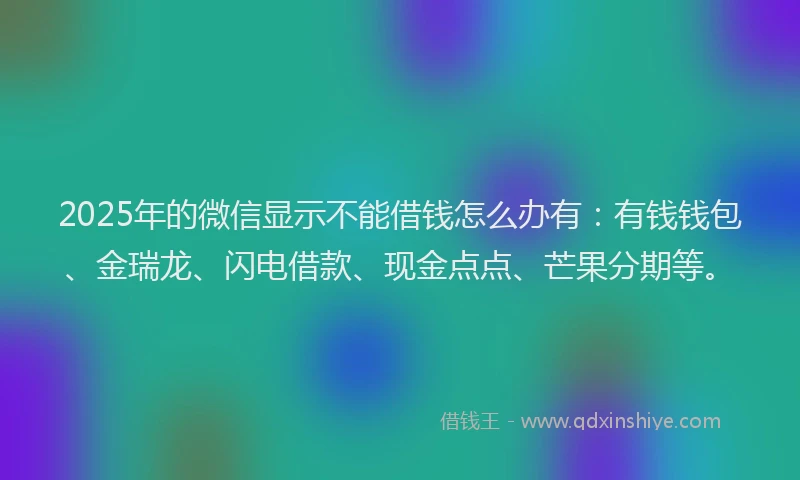 2025年的微信显示不能借钱怎么办有：有钱钱包、金瑞龙、闪电借款、现金点点、芒果分期等。