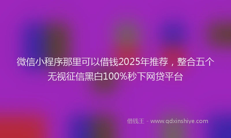 微信小程序那里可以借钱2025年推荐，整合五个无视征信黑白100%秒下网贷平台
