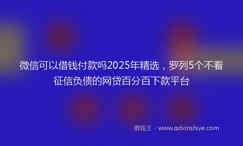 微信可以借钱付款吗2025年精选，罗列5个不看征信负债的网贷百分百下款平台