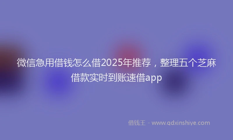 微信急用借钱怎么借2025年推荐，整理五个芝麻借款实时到账速借app