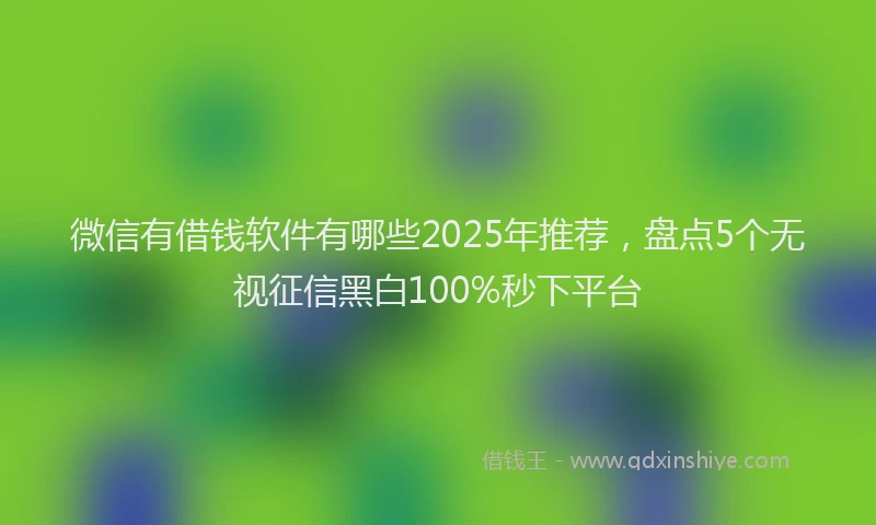 微信有借钱软件有哪些2025年推荐，盘点5个无视征信黑白100%秒下平台