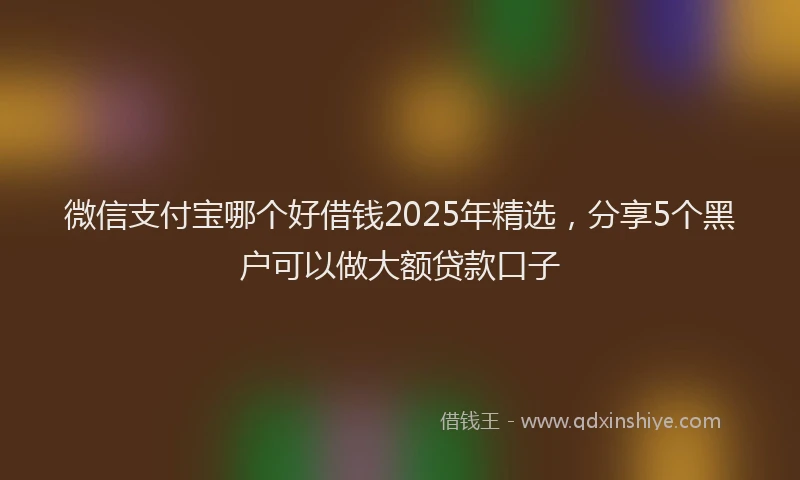 微信支付宝哪个好借钱2025年精选，分享5个黑户可以做大额贷款口子