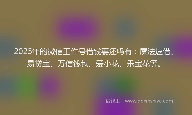 2025年的微信工作号借钱要还吗有：魔法速借、易贷宝、万信钱包、爱小花、乐宝花等。