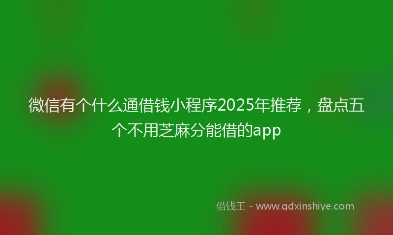 微信有个什么通借钱小程序2025年推荐，盘点五个不用芝麻分能借的app