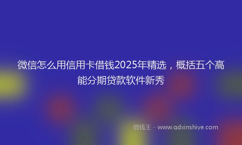 微信怎么用信用卡借钱2025年精选，概括五个高能分期贷款软件新秀
