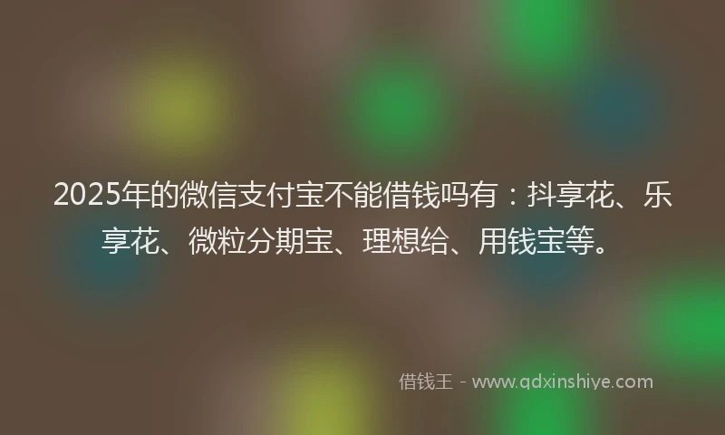 2025年的微信支付宝不能借钱吗有：抖享花、乐享花、微粒分期宝、理想给、用钱宝等。