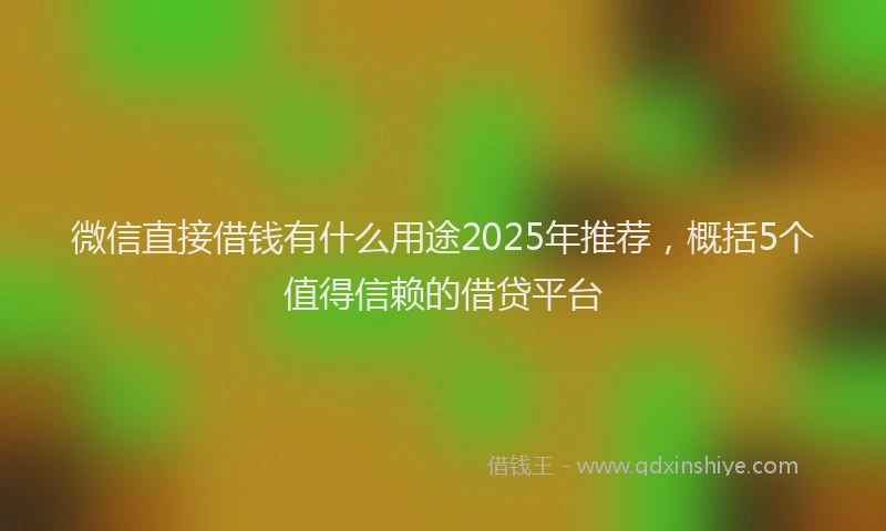 微信直接借钱有什么用途2025年推荐，概括5个值得信赖的借贷平台