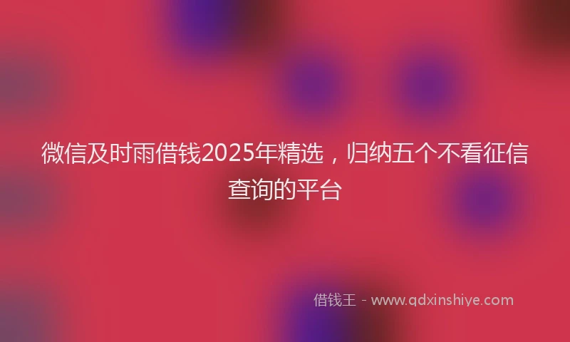 微信及时雨借钱2025年精选，归纳五个不看征信查询的平台