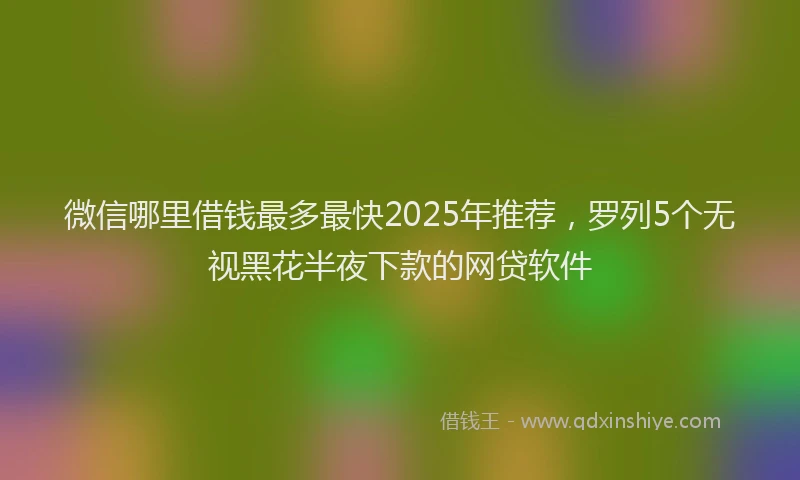 微信哪里借钱最多最快2025年推荐，罗列5个无视黑花半夜下款的网贷软件