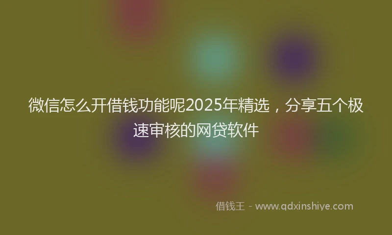 微信怎么开借钱功能呢2025年精选，分享五个极速审核的网贷软件