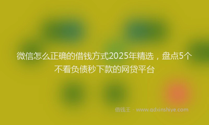 微信怎么正确的借钱方式2025年精选，盘点5个不看负债秒下款的网贷平台