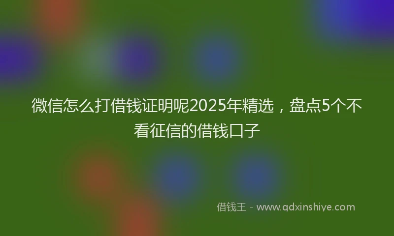 微信怎么打借钱证明呢2025年精选，盘点5个不看征信的借钱口子