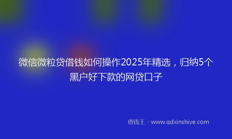 微信微粒贷借钱如何操作2025年精选，归纳5个黑户好下款的网贷口子